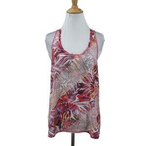 Prana Breeze Tank Top Womens S Small Racerback Vented Floral Reflective Logo